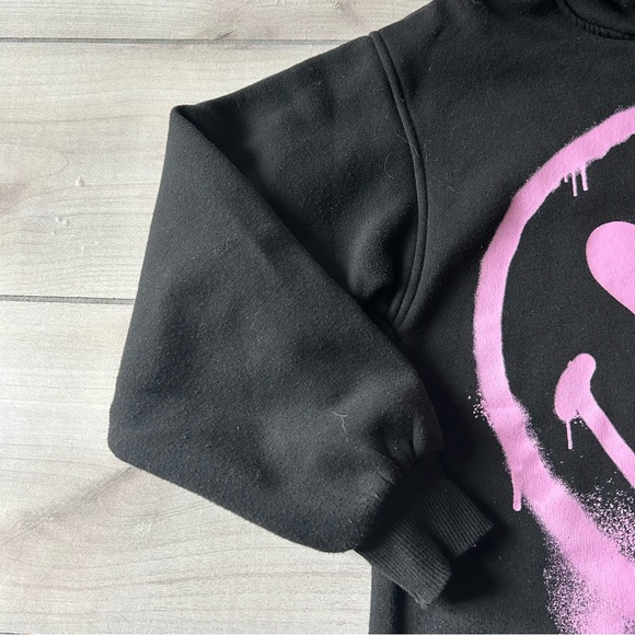 Zara Smiley World Black & Pink Hooded Sweatshirt Dress - Picture 5 of 5
